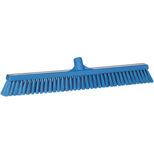 Combo Bristle Push Broom, Coarse/Fine Bristles, 24", Polyester, Blue NTL Industrial