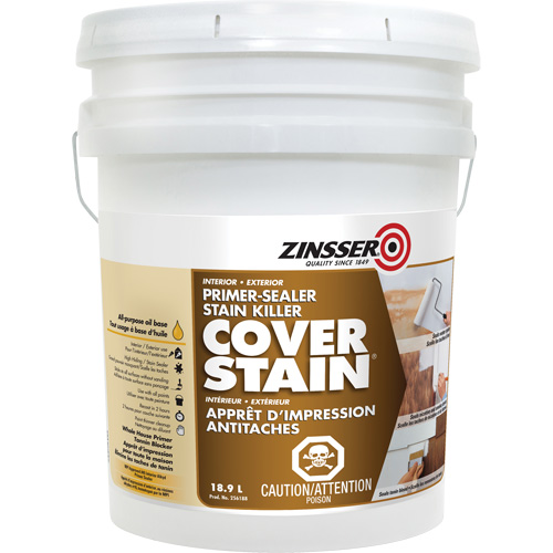 Scellant d'appr&ecirc;t &agrave; base d'huile Cover Stain, 18,9 L, Seau, Blanc NTL Industrial