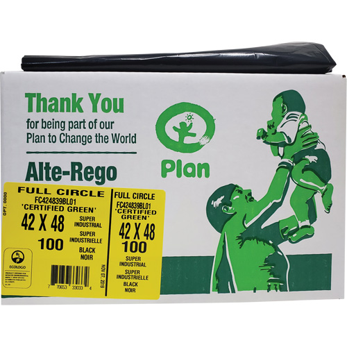 Full Circle Super Industrial Garbage Bags, Biodegradable, X-Strong, 48" L x 42" W, 1.5 mils Thick NTL Industrial