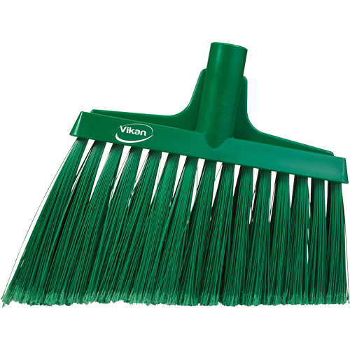Angled Broom Head, Split Bristles, 11-1/2", Polyester, Green NTL Industrial