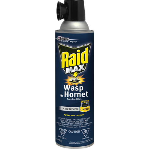 Mousse insecticide contre les gu&ecirc;pes et les frelons Raid Max, 500 g, Canette a&eacute;rosol, &agrave; base de solvant NTL Industrial