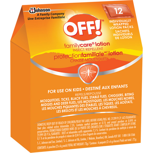 OFF! FamilyCare&reg; Insect Repellent, 7.5% DEET, Lotion, 6 g NTL Industrial