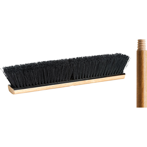 Push Broom with Handle, 18", Medium, Tampico Bristles NTL Industrial