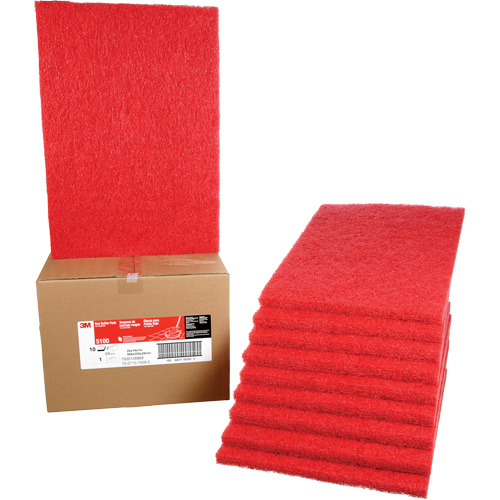 Tampon de nettoyage pour tapis, 14" x 20", Lustrage/Nettoyage, Rouge NTL Industrial