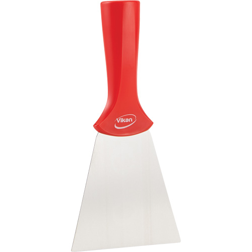 Grattoir en acier inoxydable avec poign&eacute;e montable sur manche, Rouge, 4" la x 8" lo NTL Industrial