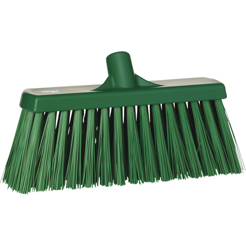 Heavy-Duty Push Broom, Stiff Bristles, 13", Polyester, Green NTL Industrial