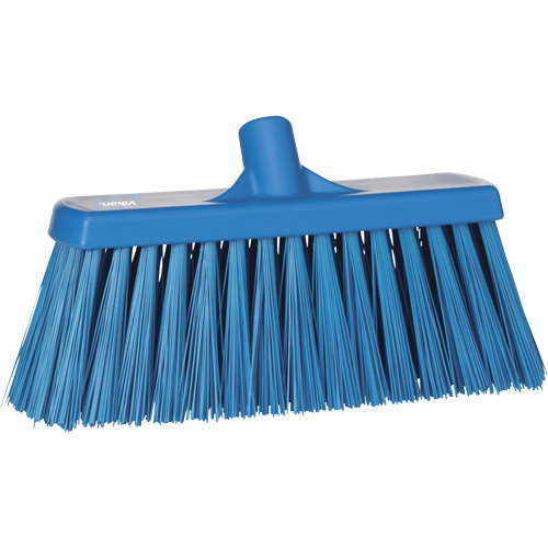 Heavy-Duty Push Broom, Stiff Bristles, 13", Polyester, Blue NTL Industrial