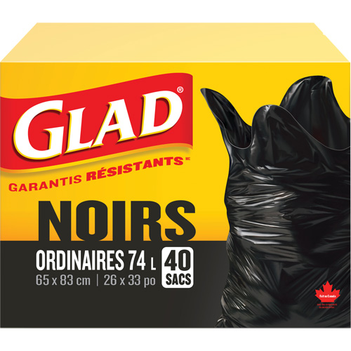 Sacs &agrave; ordures 74 L, R&eacute;gulier, 26" la x 33" lo, Noir NTL Industrial