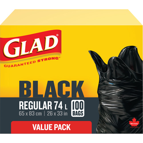 74L Garbage Bags, Regular, 26" W x 33" L, Black NTL Industrial