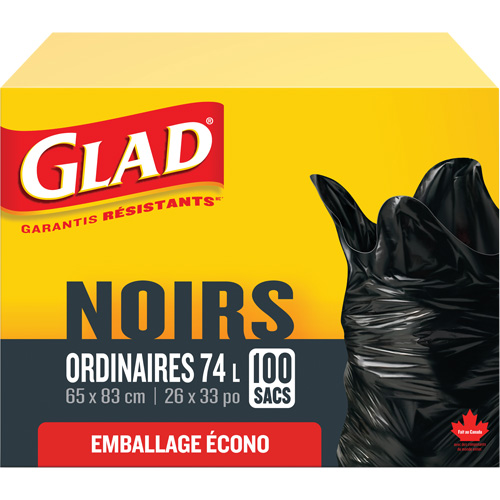 74L Garbage Bags, Regular, 26" W x 33" L, Black NTL Industrial