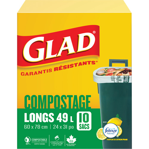 Sacs de compostage hauts, R&eacute;gulier, 31" lo x 24" la, Brun, Capacit&eacute; de 49 L (13 gal.) NTL Industrial