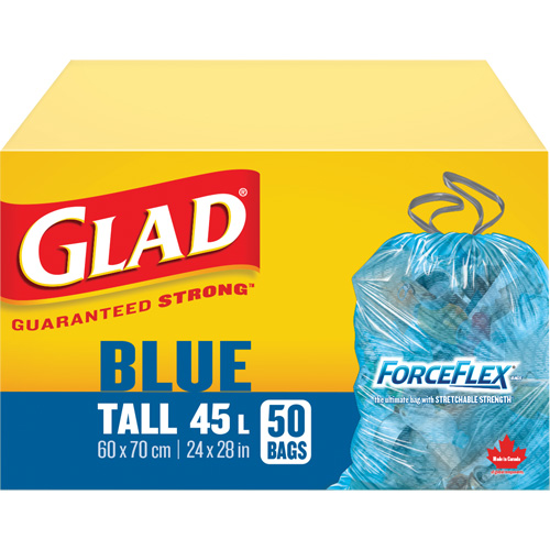 45L Recycling Bags, Regular, 24" W x 28" L, Blue NTL Industrial