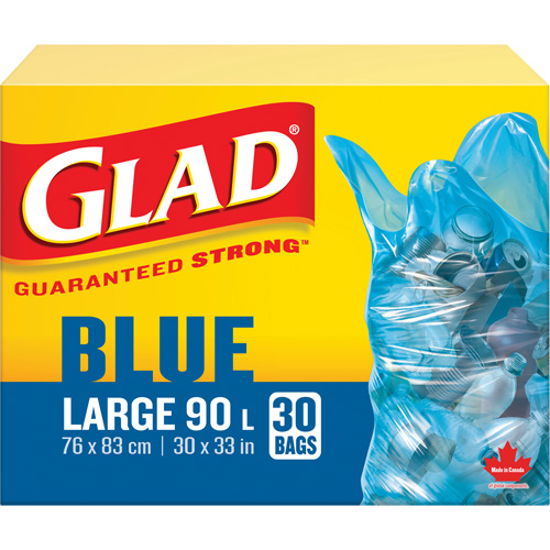45L Recycling Bags, Regular, 30" W x 33" L, Blue NTL Industrial