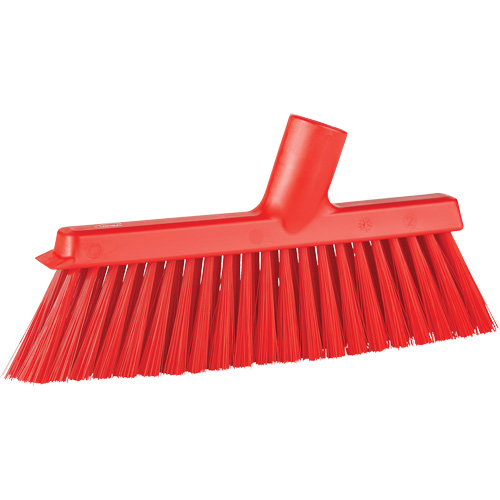 Dustpan Broom with Angled Thread, Medium Bristles, 10", Polyester, Red NTL Industrial