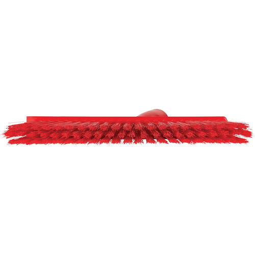 Dustpan Broom with Angled Thread, Medium Bristles, 10", Polyester, Red NTL Industrial