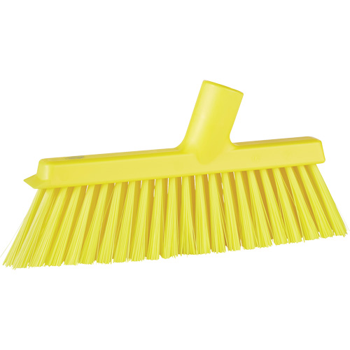 Dustpan Broom with Angled Thread, Medium Bristles, 10", Polyester, Yellow NTL Industrial