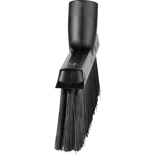 Dustpan Broom with Angled Thread, Medium Bristles, 10", Polyester, Black NTL Industrial