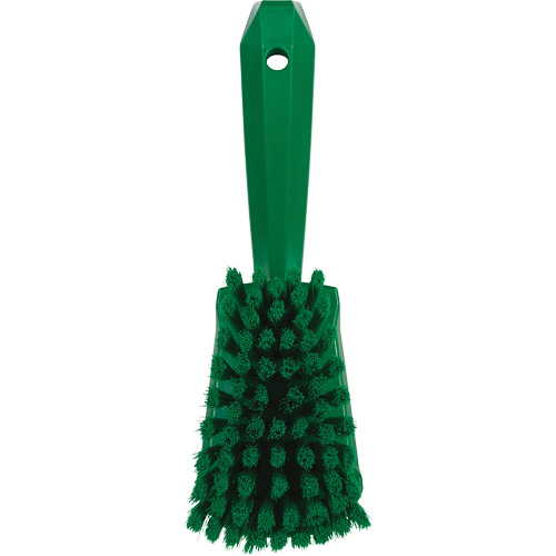 Brosse &agrave; r&eacute;curer avec manche court, Soies Doux, Longueur de 10-1/2", Vert NTL Industrial