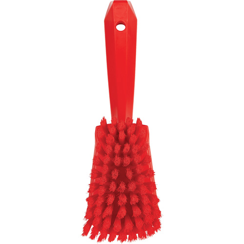 Brosse &agrave; r&eacute;curer avec manche court, Soies Doux, Longueur de 10-1/2", Rouge NTL Industrial
