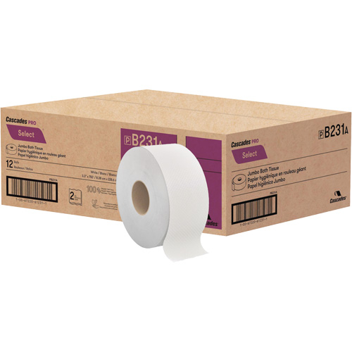 Papier toilette Pro Select, Rouleau G&eacute;ant, 2 Pli, Longueur 750', Blanc NTL Industrial