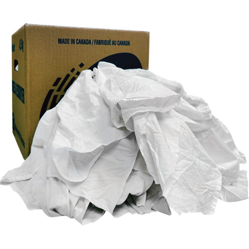 Chiffons recycl&eacute;s, Coton, Blanc, 10 lb NTL Industrial