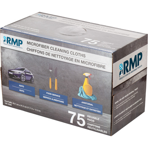 Chiffons lavables pour le nettoyage, Microfibre, Blanc NTL Industrial