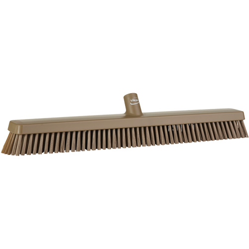 Heavy-Duty Push Broom, Fine/Stiff Bristles, 24", Brown NTL Industrial