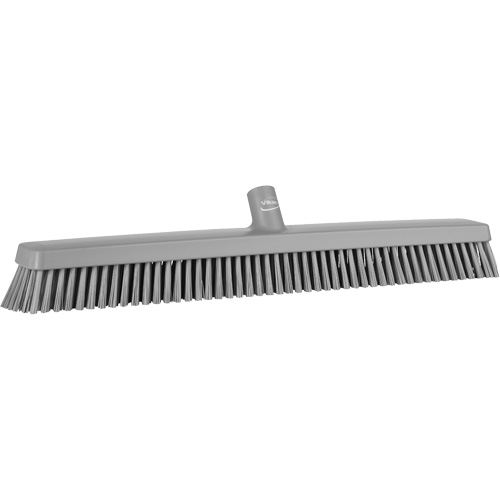 Heavy-Duty Push Broom, Fine/Stiff Bristles, 24", Grey NTL Industrial