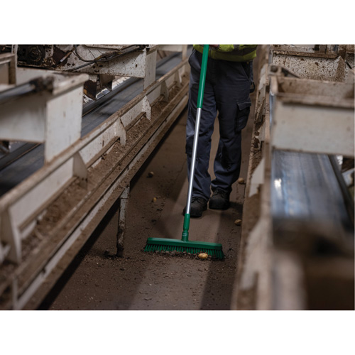 Push Broom Head, Fine/Stiff Bristles, 16-1/2", Polyester/Polypropylene, Green NTL Industrial