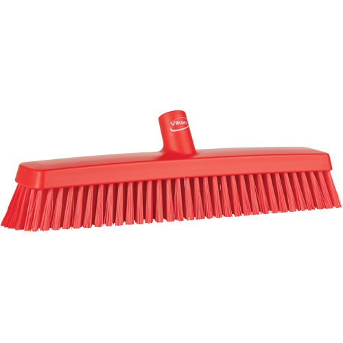 Push Broom Head, Fine/Stiff Bristles, 16-1/2", Polyester/Polypropylene, Red NTL Industrial