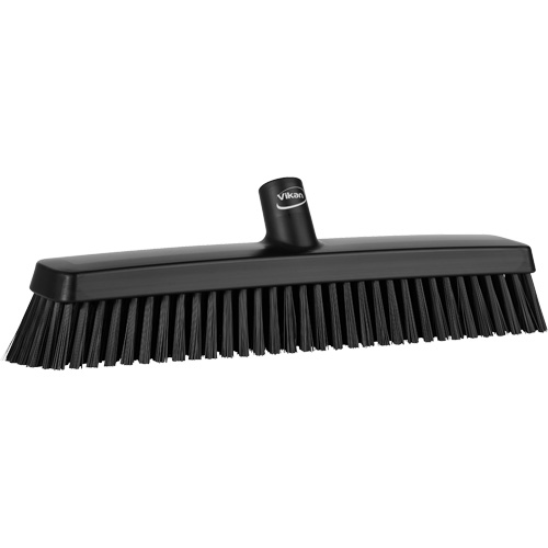 Push Broom Head, Fine/Stiff Bristles, 16-1/2", Polyester/Polypropylene, Black NTL Industrial