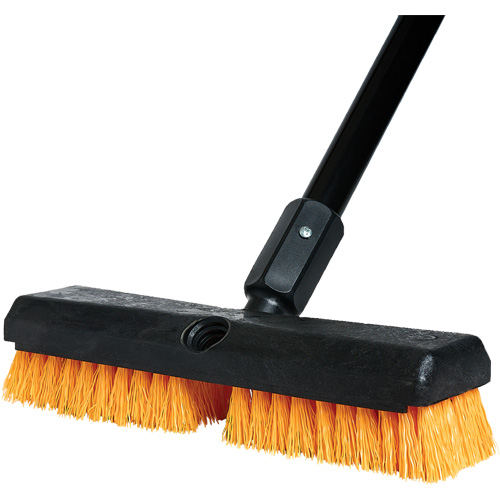 Cleaning Brush with Handle, 10" L, Polypropylene Bristles, Black/Red NTL Industrial