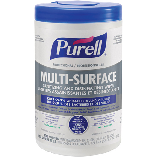 Professional Multi-Surface Sanitizing & Disinfecting Wipes, 7" x 10", 110 Count NTL Industrial