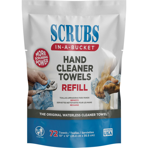 Hand Cleaner Towels Refill Pack, 72 Wipes, 10" x 12" NTL Industrial
