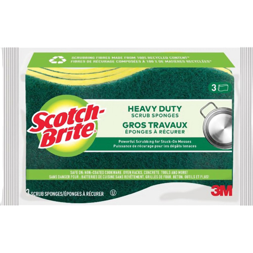 Scotch-Brite&reg; Heavy Duty Scrub Sponge, Scrubbing, 2-3/5" W x 4-2/5" L NTL Industrial