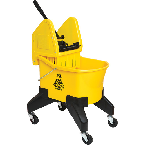 Seau & essoreuse pour vadrouille Grizzly, Pression lat&eacute;rale, 8 gal. US (32 pintes), Jaune NTL Industrial