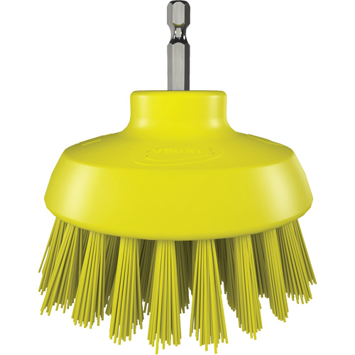 HyDrive Round Drill Brush, Extra Stiff Bristles, 3-1/10" Long, Yellow NTL Industrial