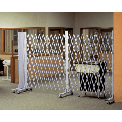 Portable Expanding Gates, Interlocking, 144" L x 73.5" H, Silver NTL Industrial