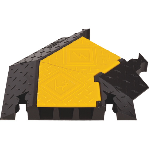 Protecteur de c&acirc;ble robuste &agrave; 3 canaux Yellow Jacket, virage &agrave; droite NTL Industrial