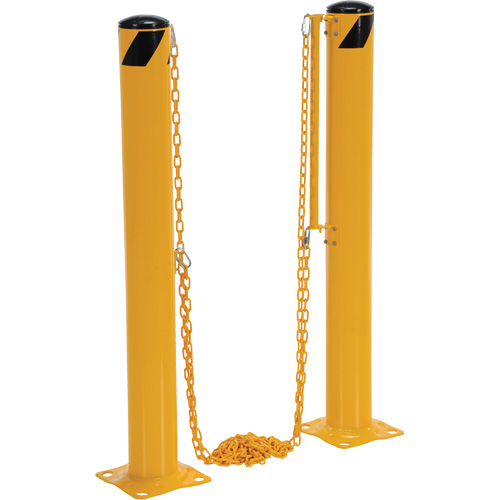 Syst&egrave;me de bornes de protection et chaînes pour quai, Acier, 42" h x 6-5/8" la, Jaune NTL Industrial