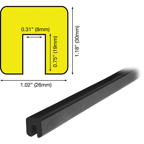 G Profile 5M Edge Protection Bumper Guard, 2' (0.6096 m) Long NTL Industrial