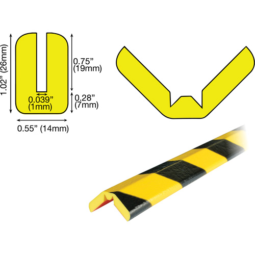 Butoir de protection de rebords mod&egrave;le W 5M, Longueur 16,42' (5 m) NTL Industrial