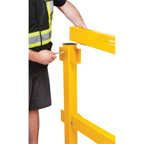 End Post for Light-Duty Guard Rails, Steel, 42" H, Safety Yellow NTL Industrial