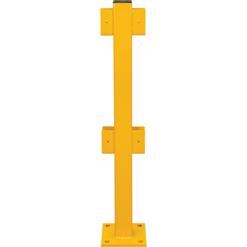 Poteau en ligne pour garde-corps l&eacute;gers, Acier, 42" h, Jaune s&eacute;curit&eacute; OSHA NTL Industrial