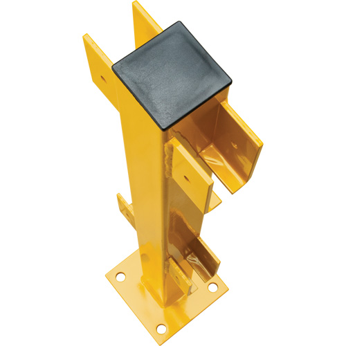 Poteau en ligne pour garde-corps l&eacute;gers, Acier, 42" h, Jaune s&eacute;curit&eacute; OSHA NTL Industrial