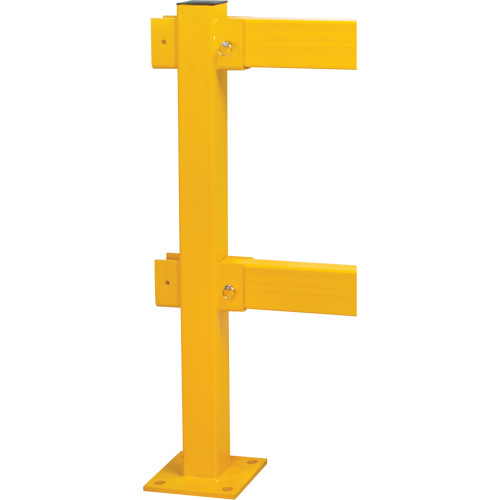 Poteau en ligne pour garde-corps l&eacute;gers, Acier, 42" h, Jaune s&eacute;curit&eacute; OSHA NTL Industrial