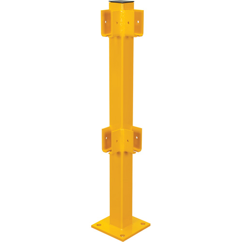 Corner Post for Light-Duty Guard Rails, Steel, 42" H, Safety Yellow NTL Industrial