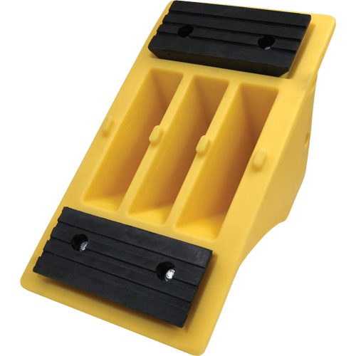 75 Ton Large Equipment Wheel Chock with Grip Pads, Urethane, Yellow NTL Industrial
