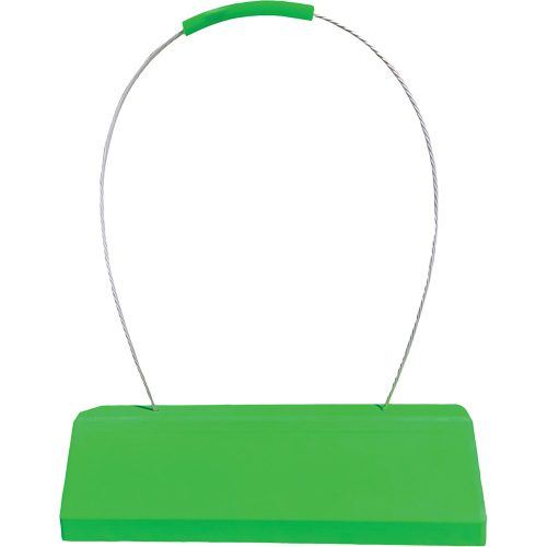 Cale de roue pour avion Checkers Safety SafeRay avec poign&eacute;e &agrave; c&acirc;ble ergonomique, Ur&eacute;thane, Vert fluorescent, 24" la x 8" p x 6" h NTL Industrial