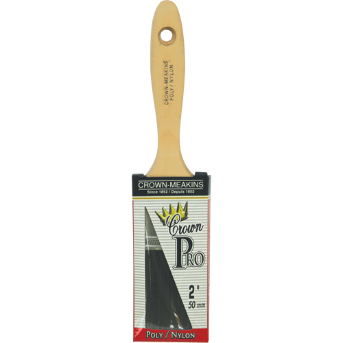 Straight Pro Paint Brush, Poly/Nylon, Wood Handle, 2" Width NTL Industrial